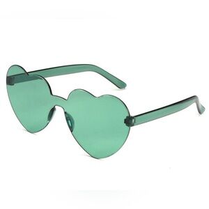 New Heart Shaped Frameless Plastic Sunglasses, Color Green